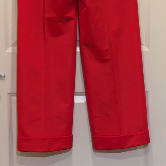 1970s Simpsons Sears L/XL Bright Red Crease Front Cuff Trousers - SEE SIZE NOTES - Picture 8 of 9